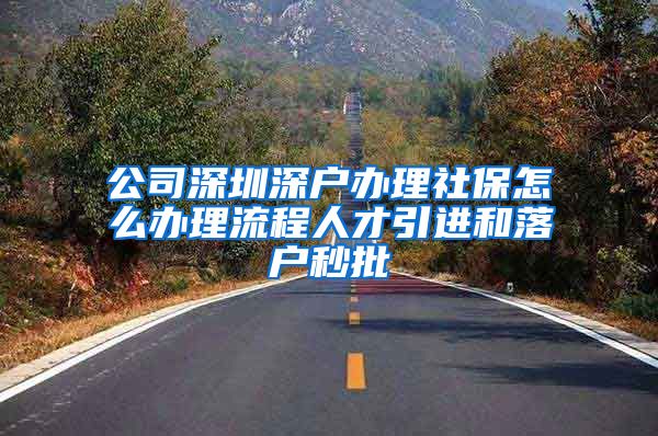 公司深圳深户办理社保怎么办理流程人才引进和落户秒批