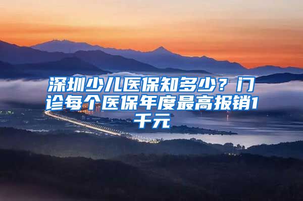深圳少儿医保知多少？门诊每个医保年度最高报销1千元