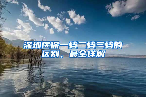 深圳医保一档二档三档的区别，最全详解