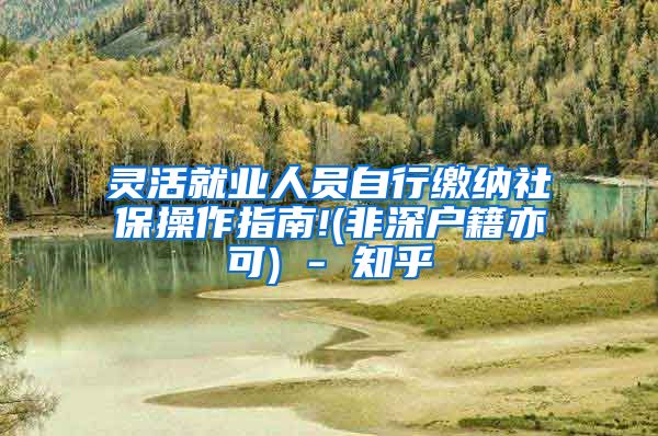 灵活就业人员自行缴纳社保操作指南!(非深户籍亦可) - 知乎