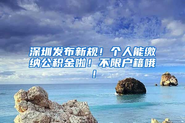 深圳发布新规！个人能缴纳公积金啦！不限户籍哦！