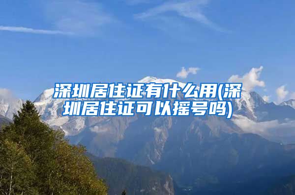 深圳居住证有什么用(深圳居住证可以摇号吗)