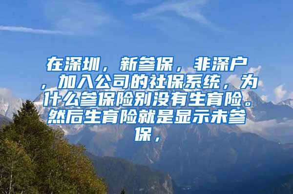 在深圳，新参保，非深户，加入公司的社保系统，为什么参保险别没有生育险。然后生育险就是显示未参保，