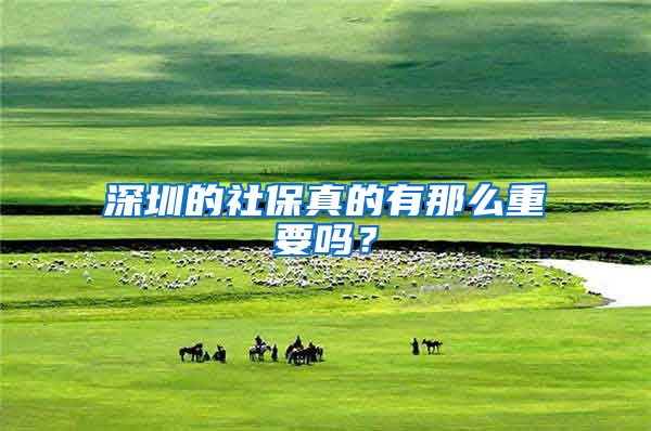 深圳的社保真的有那么重要吗？