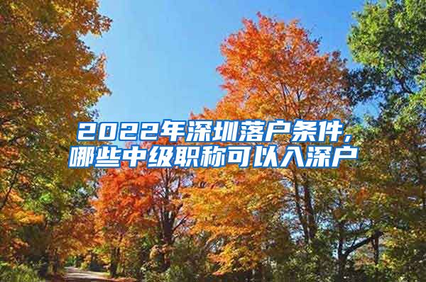 2022年深圳落户条件,哪些中级职称可以入深户