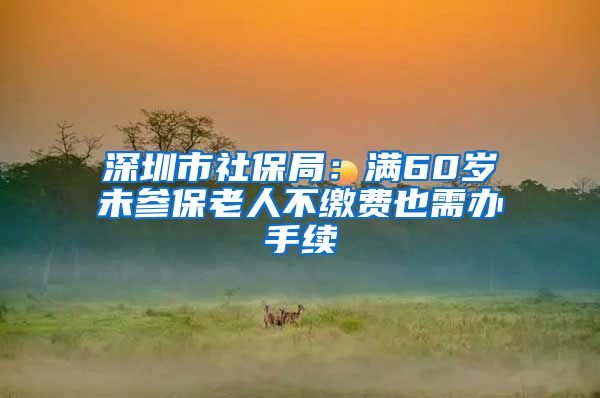 深圳市社保局：满60岁未参保老人不缴费也需办手续