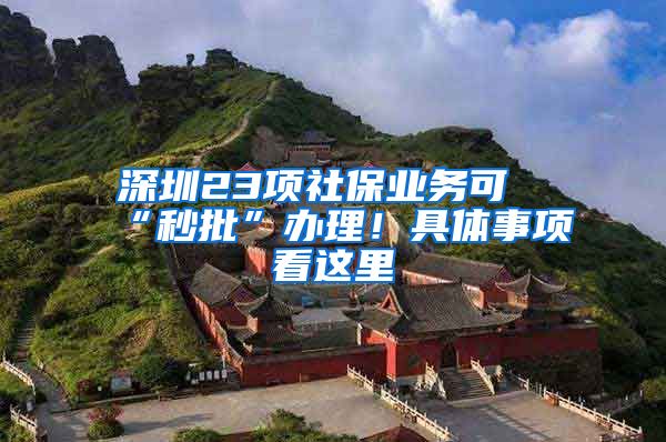 深圳23项社保业务可“秒批”办理！具体事项看这里