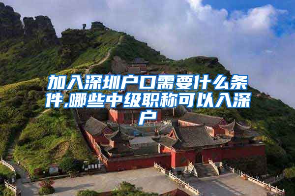 加入深圳户口需要什么条件,哪些中级职称可以入深户