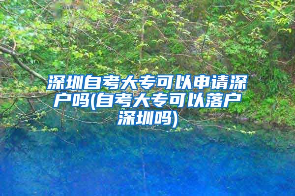 深圳自考大专可以申请深户吗(自考大专可以落户深圳吗)