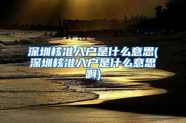 深圳核准入户是什么意思(深圳核准入户是什么意思啊)