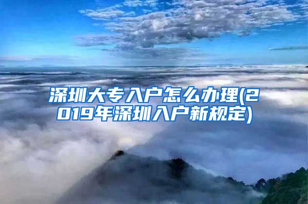 深圳大专入户怎么办理(2019年深圳入户新规定)
