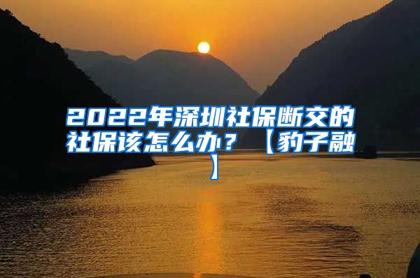 2022年深圳社保断交的社保该怎么办？【豹子融】