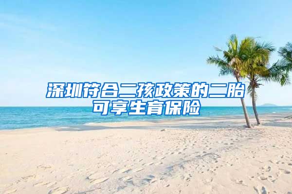深圳符合二孩政策的二胎可享生育保险