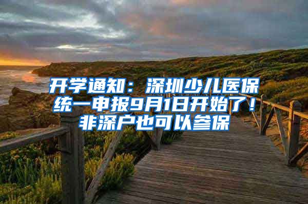 开学通知：深圳少儿医保统一申报9月1日开始了！非深户也可以参保