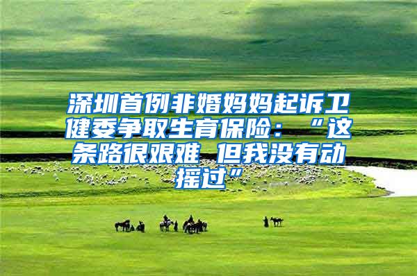 深圳首例非婚妈妈起诉卫健委争取生育保险：“这条路很艰难 但我没有动摇过”