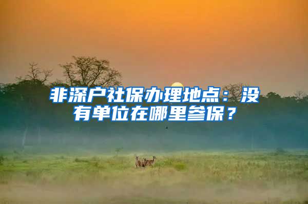 非深户社保办理地点：没有单位在哪里参保？