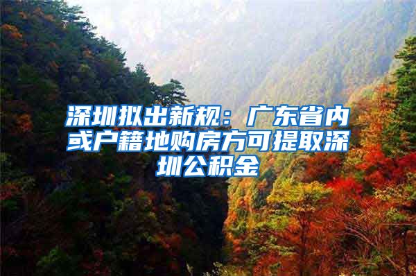 深圳拟出新规：广东省内或户籍地购房方可提取深圳公积金
