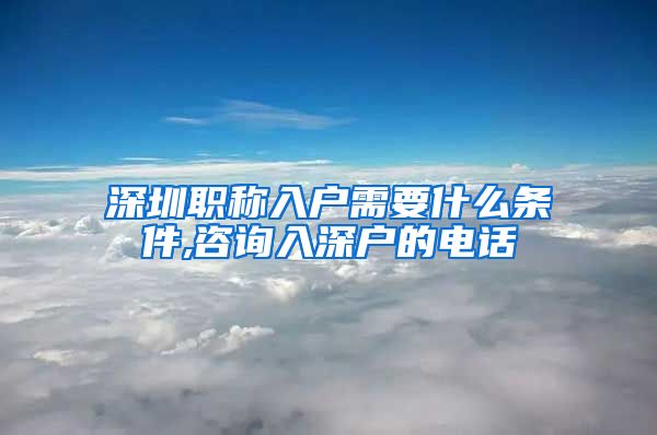 深圳职称入户需要什么条件,咨询入深户的电话