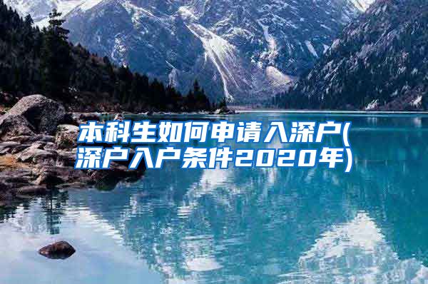 本科生如何申请入深户(深户入户条件2020年)