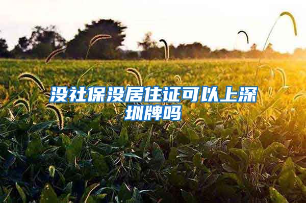 没社保没居住证可以上深圳牌吗
