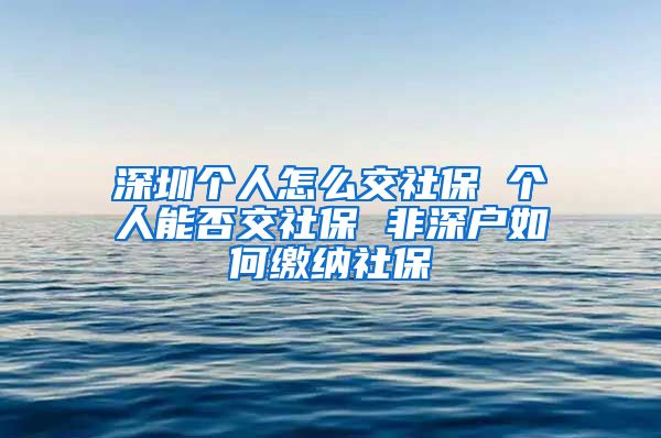 深圳个人怎么交社保 个人能否交社保 非深户如何缴纳社保