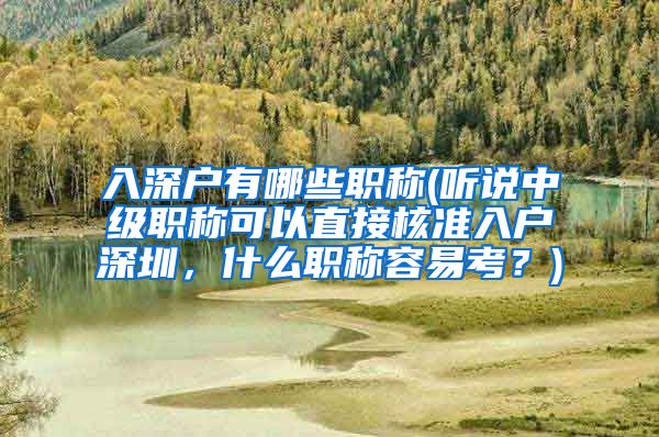 入深户有哪些职称(听说中级职称可以直接核准入户深圳，什么职称容易考？)
