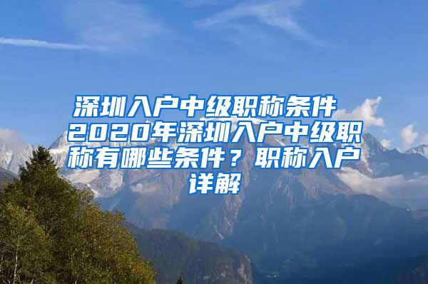 深圳入户中级职称条件 2020年深圳入户中级职称有哪些条件？职称入户详解