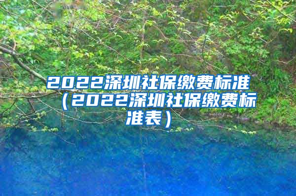 2022深圳社保缴费标准（2022深圳社保缴费标准表）