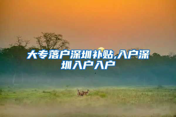 大专落户深圳补贴,入户深圳入户入户