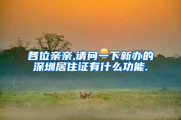 各位亲亲,请问一下新办的深圳居住证有什么功能.
