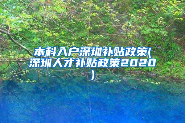 本科入户深圳补贴政策(深圳人才补贴政策2020)