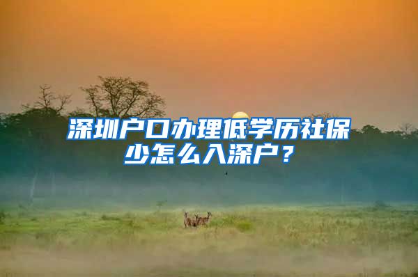 深圳户口办理低学历社保少怎么入深户？