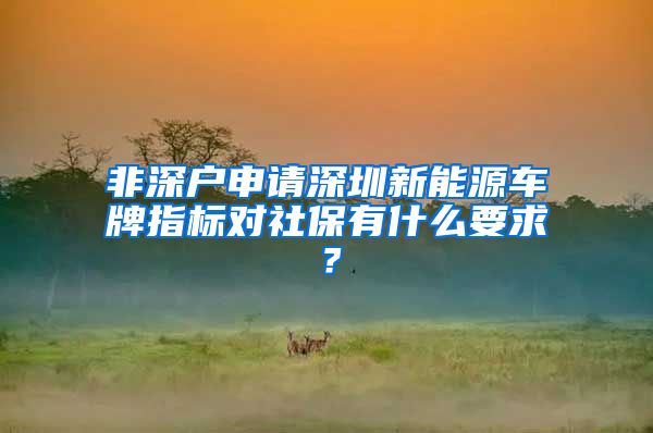 非深户申请深圳新能源车牌指标对社保有什么要求？