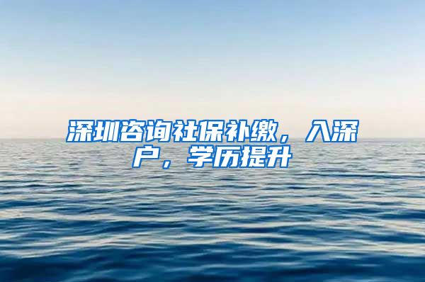 深圳咨询社保补缴，入深户，学历提升