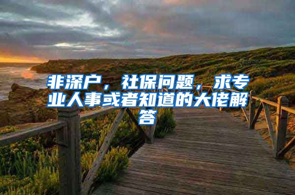 非深户，社保问题，求专业人事或者知道的大佬解答