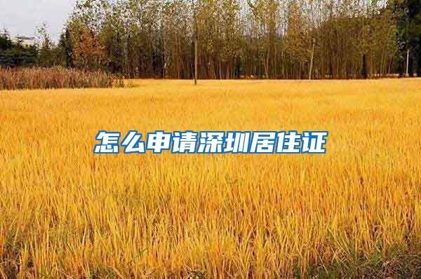 怎么申请深圳居住证