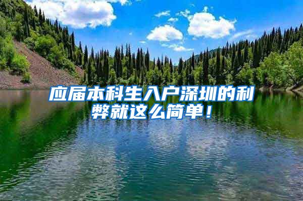 应届本科生入户深圳的利弊就这么简单！