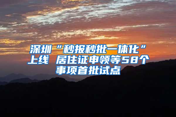 深圳“秒报秒批一体化”上线 居住证申领等58个事项首批试点