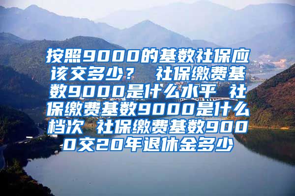 按照9000的基数社保应该交多少？ 社保缴费基数9000是什么水平 社保缴费基数9000是什么档次 社保缴费基数9000交20年退休金多少