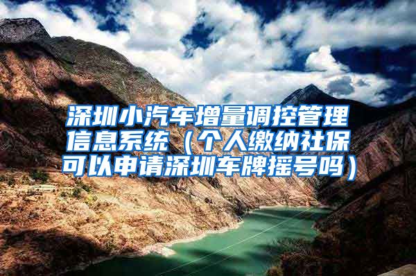 深圳小汽车增量调控管理信息系统（个人缴纳社保可以申请深圳车牌摇号吗）
