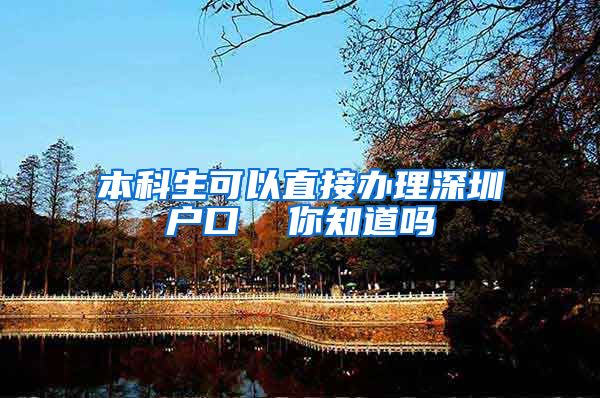本科生可以直接办理深圳户口  你知道吗