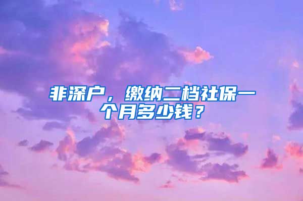 非深户，缴纳二档社保一个月多少钱？