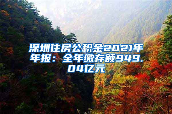 深圳住房公积金2021年年报：全年缴存额949.04亿元