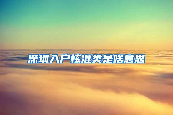 深圳入户核准类是啥意思
