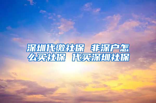 深圳代缴社保 非深户怎么买社保 代买深圳社保