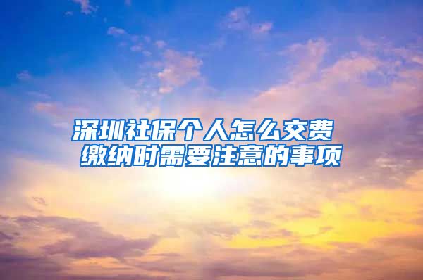 深圳社保个人怎么交费 缴纳时需要注意的事项