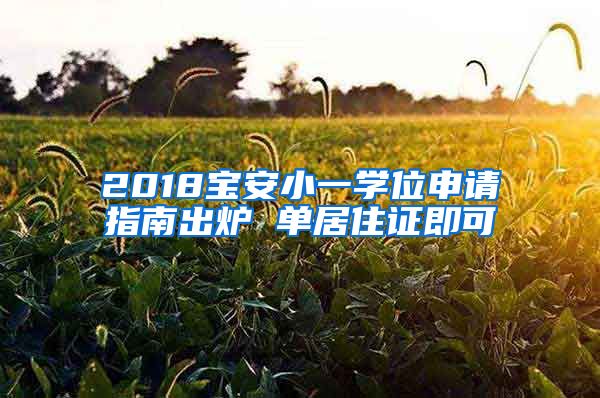 2018宝安小一学位申请指南出炉 单居住证即可