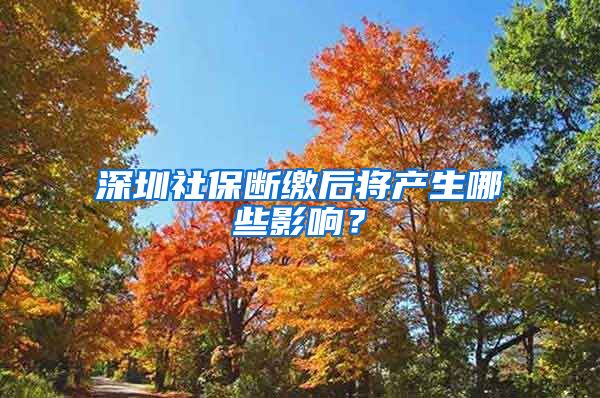深圳社保断缴后将产生哪些影响？