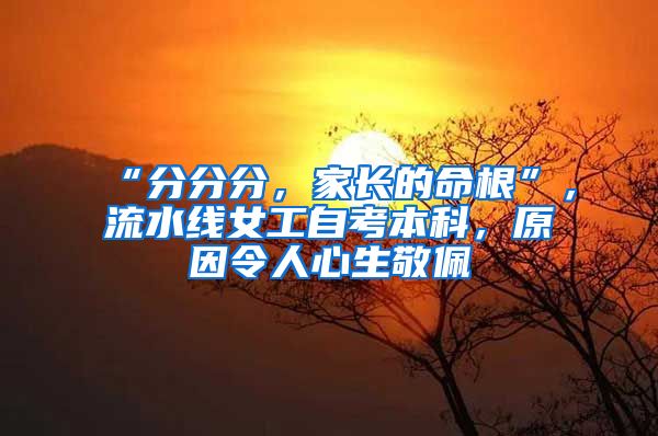“分分分，家长的命根”，流水线女工自考本科，原因令人心生敬佩
