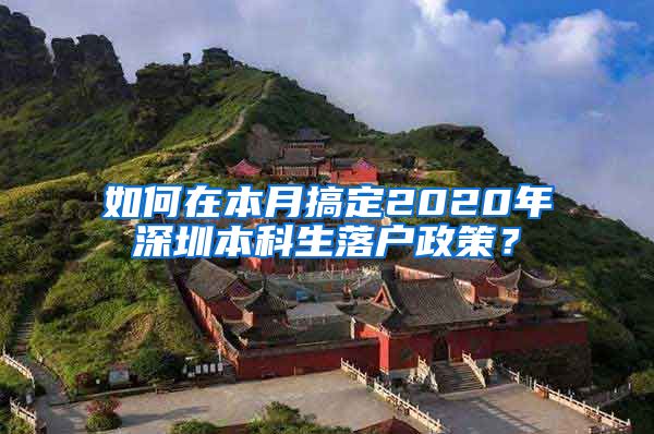 如何在本月搞定2020年深圳本科生落户政策？